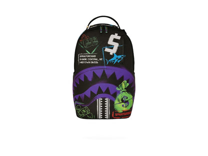 Sprayground Shark Central Stencils DLXSV Backpack Black/Purple