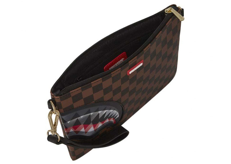 Sprayground Sharks In Paris Lenticular Champ Crossover Clutch Brown Checker
