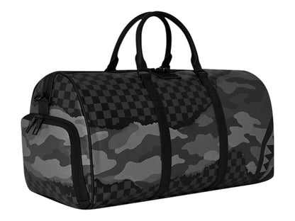 Sprayground Split Up Camo Tear Duffle Large Black Grey