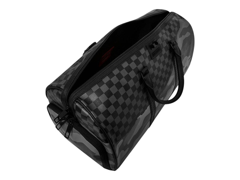Sprayground Split Up Camo Tear Duffle Large Black Grey