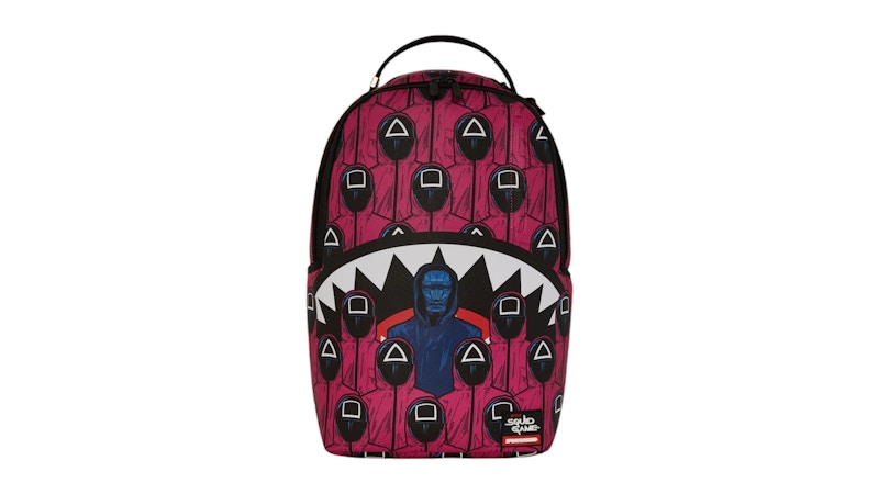 Sprayground Squid Game Collab Front Man & Pink Guard Sharks Backpack Multicolor