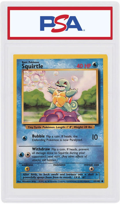 Squirtle 1999 Pokemon TCG Base Set Unlimited #63 (PSA or BGS Graded)