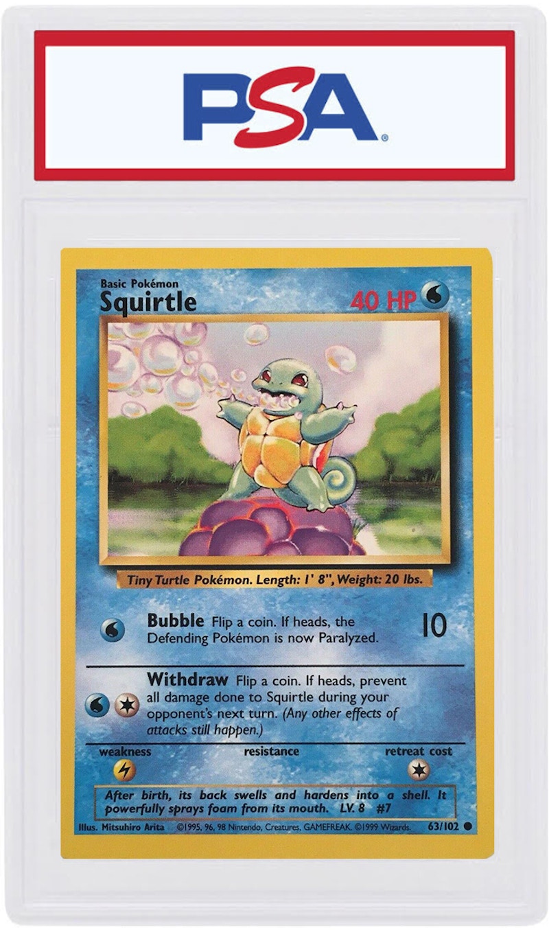 Squirtle 1999 Pokemon TCG Base Set Unlimited #63 (PSA or BGS Graded)