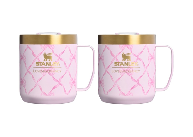 Stanley 1913 x LoveShackFancy Holiday Everyday Camp 12oz Mug Set Baby Bow Pink Peppermint