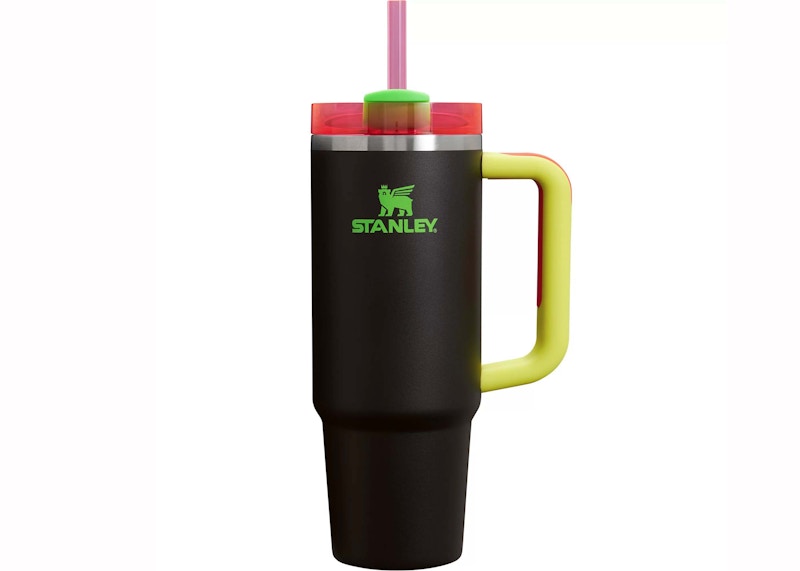 Stanley The Spring Fling Collection Flowstate Quencher 30oz Tumbler Black Neon