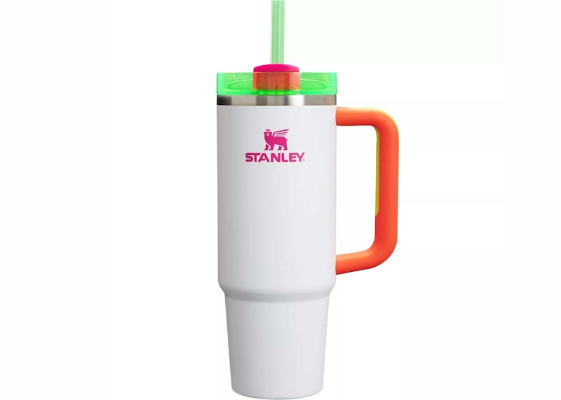 Stanley The Spring Fling Collection Flowstate Quencher 30oz Tumbler White Neon