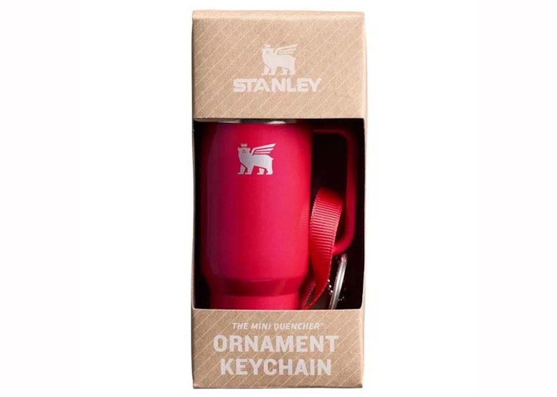 Stanley Water Bottle Keychain Christmas Tree Ornament Strawberry Red Shimmer