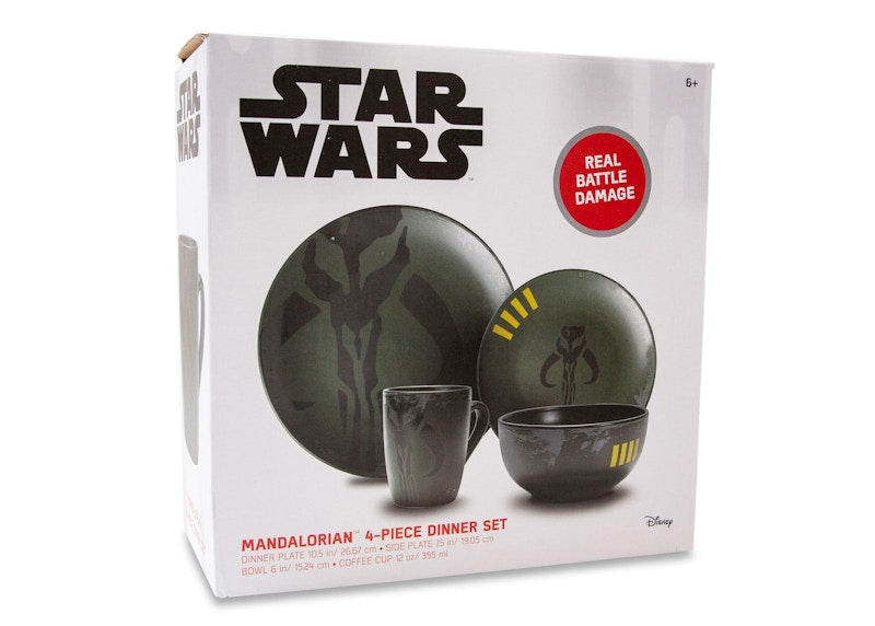 Star Wars Boba Fett Mandalorian Stoneware Plates & Bowl 4-Piece Set