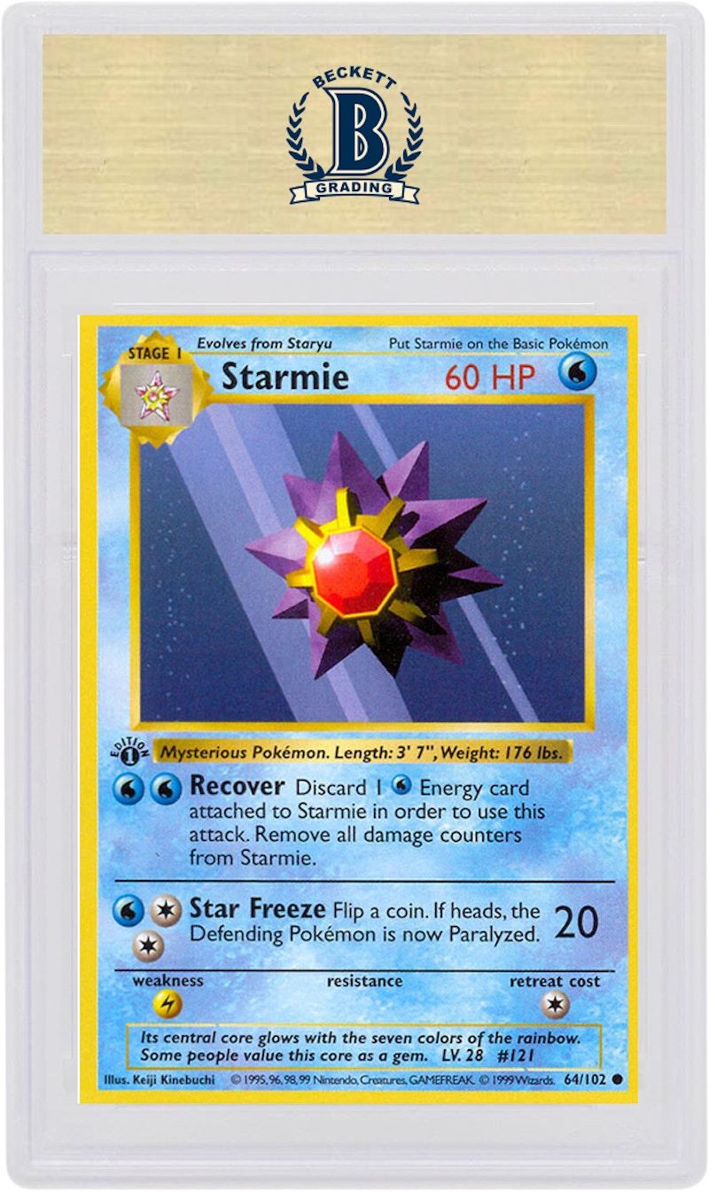 Starmie 1999 Pokemon TCG Base Set 1st Edition #64/102 (PSA or BGS Graded)