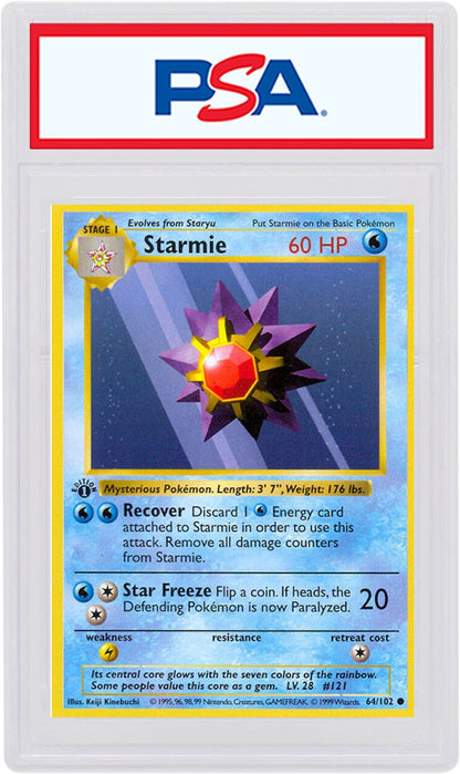 Starmie 1999 Pokemon TCG Base Set 1st Edition #64/102 (PSA or BGS Graded)