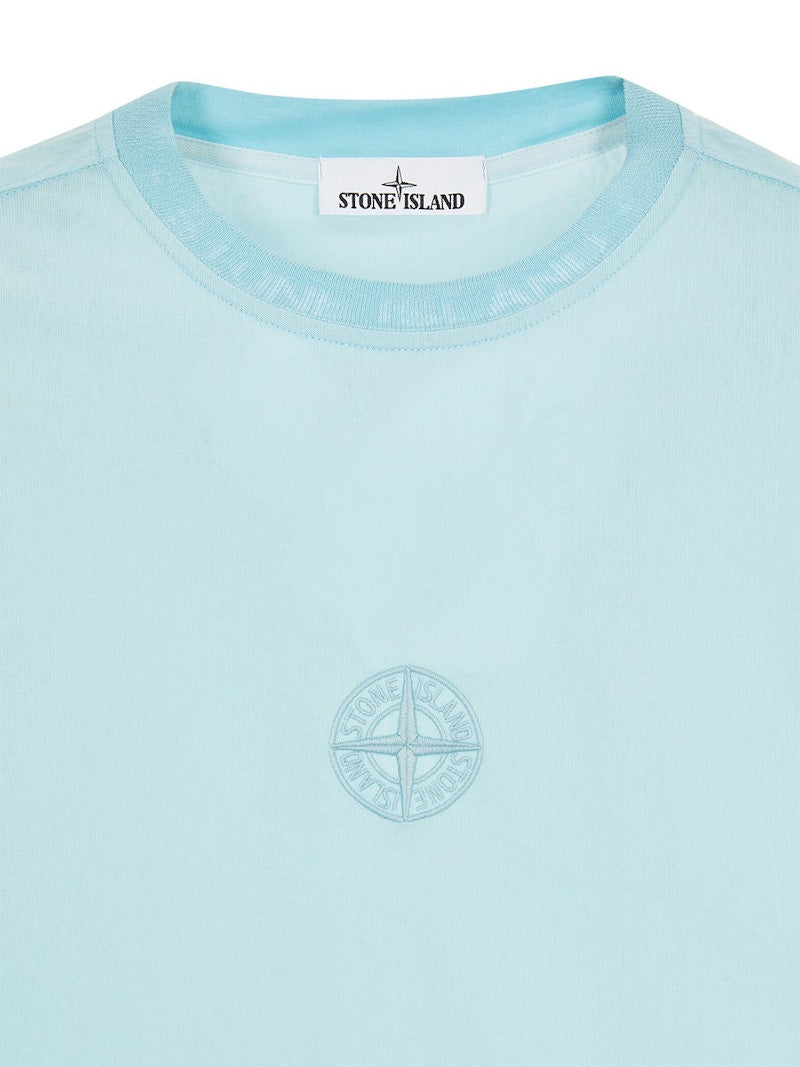 Stone Island 206E5 Textured Cotton Jersey Aqua