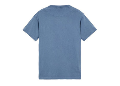 Stone Island 21957 Organic Cotton Jersey Fissato Effect T-shirt Avio Blue