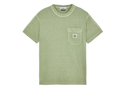 Stone Island 21957 Organic Cotton Jersey Fissato Effect T-shirt Sage Green