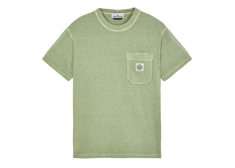 Stone Island 21957 Organic Cotton Jersey Fissato Effect T-shirt Sage Green