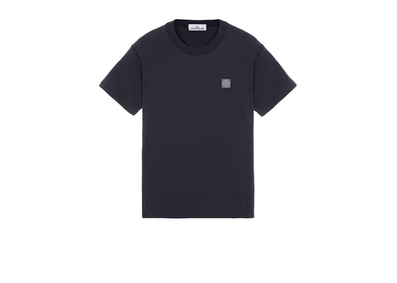 Stone Island 23757 Organic Cotton Fissato Effect T-shirt Navy Blue
