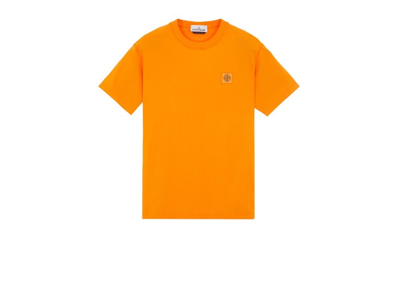 Stone Island 23757 Organic Cotton Fissato Effect T-shirt Sienna Orange