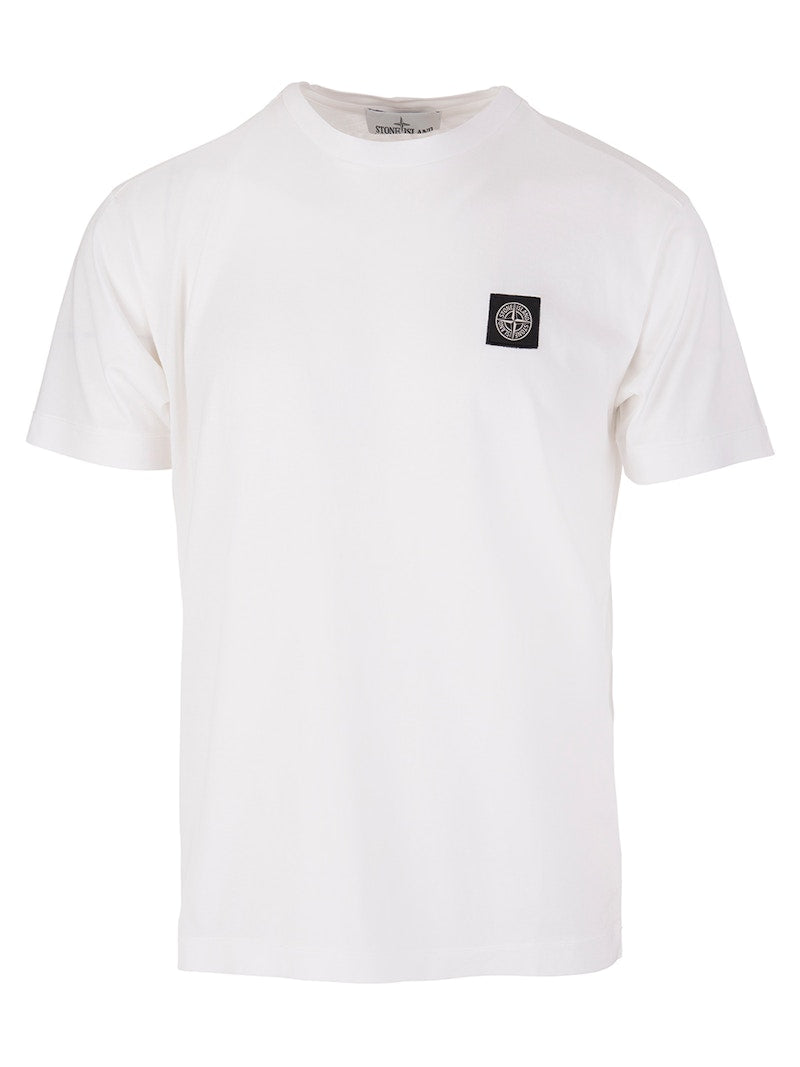 Stone Island 24113 60/2 Cotton Jersey Garment Dyed T-Shirt White