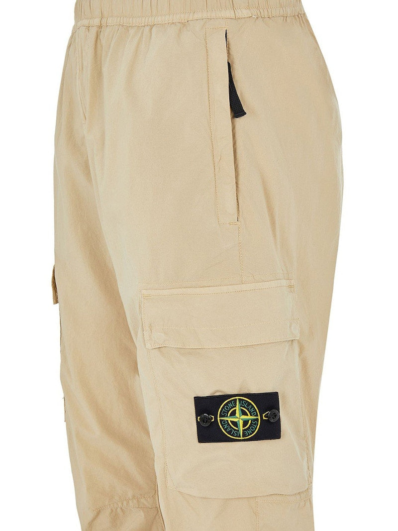Stone Island 31303 Stretch Cotton Tela 'Paracadute' Garment Dyed Cargo Pants Beige