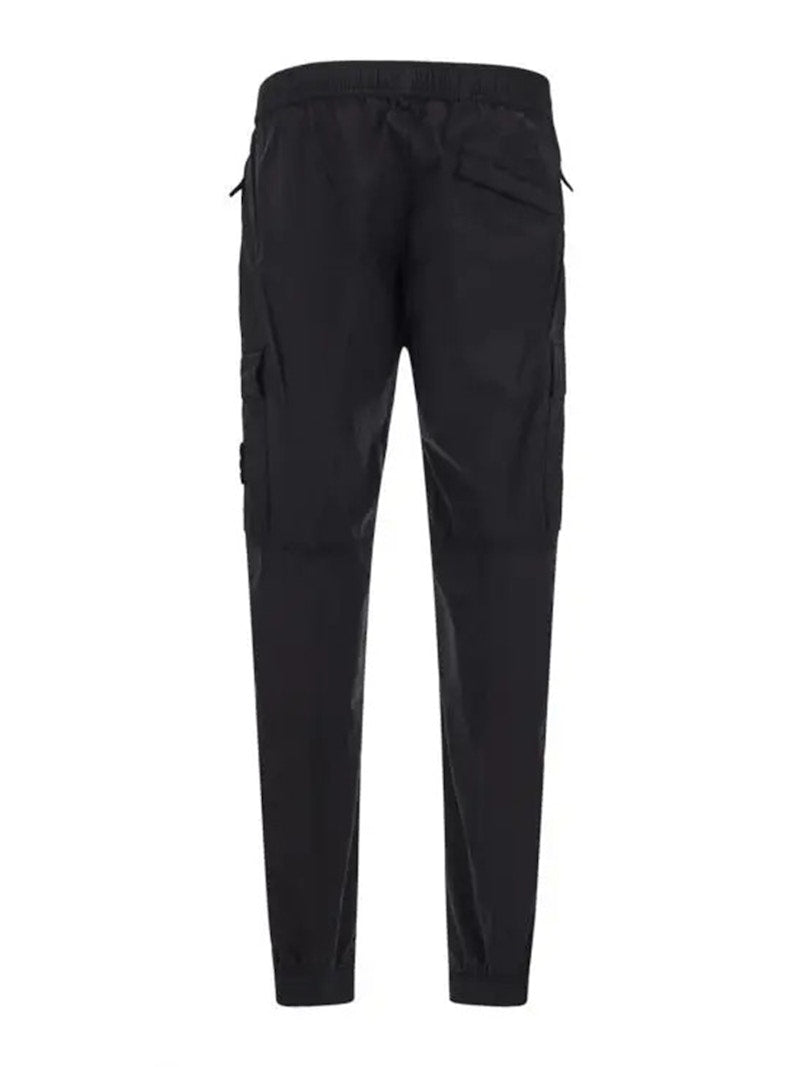Stone Island 31303 Stretch Cotton Tela 'Paracadute' Garment Dyed Cargo Pants Black