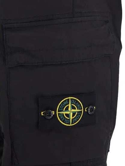 Stone Island 31303 Stretch Cotton Tela 'Paracadute' Garment Dyed Cargo Pants Black