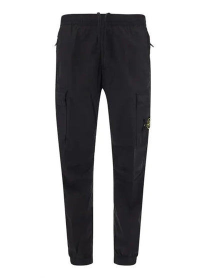 Stone Island 31303 Stretch Cotton Tela 'Paracadute' Garment Dyed Cargo Pants Black