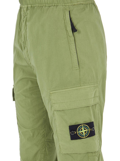 Stone Island 31303 Stretch Cotton Tela 'Paracadute' Garment Dyed Cargo Pants Olive