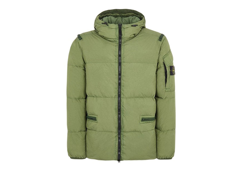 Stone Island 40223 Garment Dyed Crinkle Reps R-NY Down Jacket Olive Green