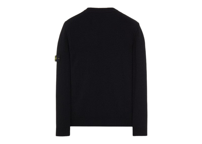Stone Island 508A3 Stockinette Stitch Lambswool Knitted Sweater Black