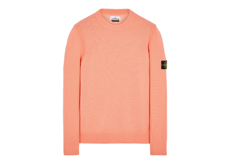 Stone Island 508A3 Stockinette Stitch Lambswool Knitted Sweater Peach