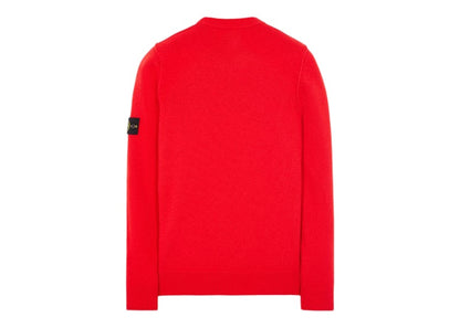 Stone Island 508A3 Stockinette Stitch Lambswool Knitted Sweater Red