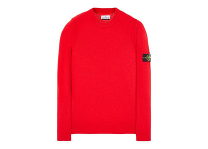Stone Island 508A3 Stockinette Stitch Lambswool Knitted Sweater Red
