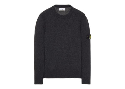 Stone Island 508A3 Stockinette Stitch Lambswool Knitted Sweater Steel Grey