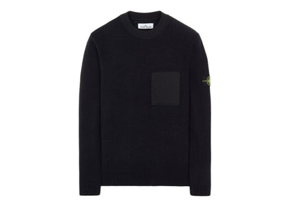 Stone Island 523D2 Soft Cotton With Mix Fabric Knit Sweater Black