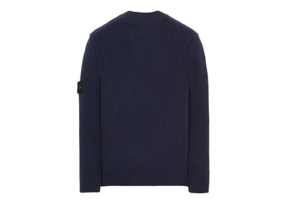 Stone Island 523D2 Soft Cotton With Mix Fabric Knit Sweater Blue
