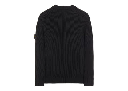 Stone Island 538C2 Full Rib Wool Knitted Sweater Black