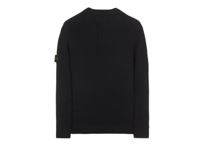 Stone Island 538C2 Full Rib Wool Knitted Sweater Black
