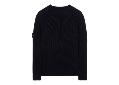 Stone Island 538C2 Full Rib Wool Knitted Sweater Blue