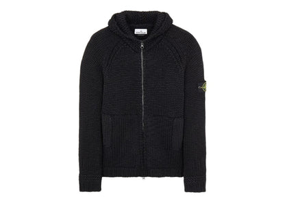 Stone Island 544D4 Handmade Feel Knitted Hooded Sweater Black