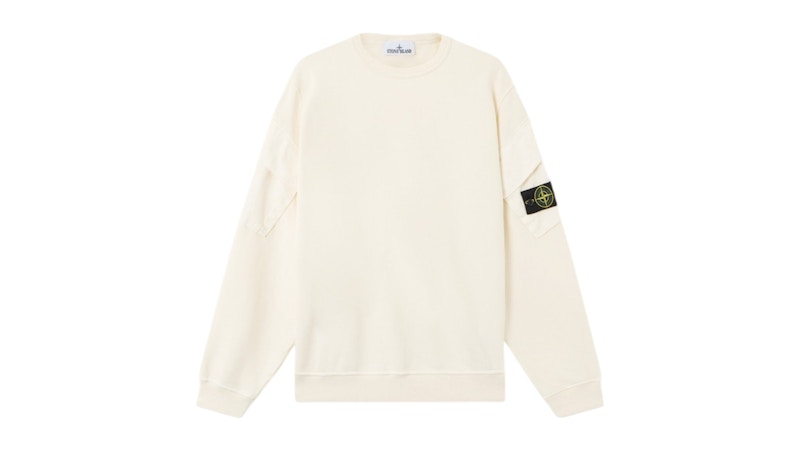 Stone Island 6100008 Brushed Organic Cotton Fleece Sweatshirt Ivory