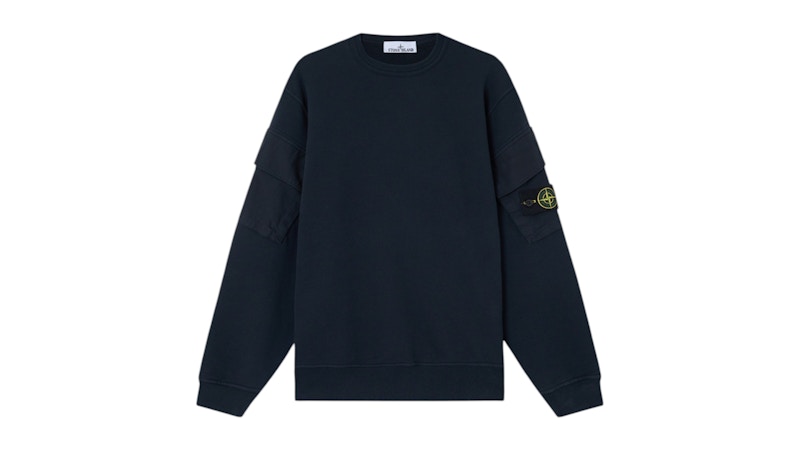 Stone Island 6100008 Brushed Organic Cotton Fleece Sweatshirt Navy Blue