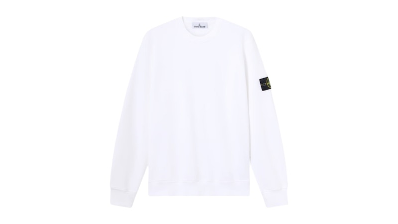Stone Island 6100060 Organic Cotton Fleece Regular Fit Crewneck Sweatshirt White