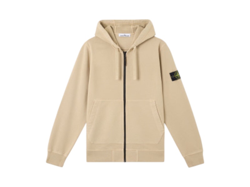 Stone Island 6100061 Organic Cotton Fleece Regular Fiti Hooded Sweatshirt Desert