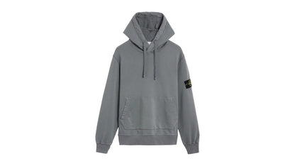Stone Island 6100062 Organic Cotton Fleece Regular Fit Hooded Sweatshirt Gray