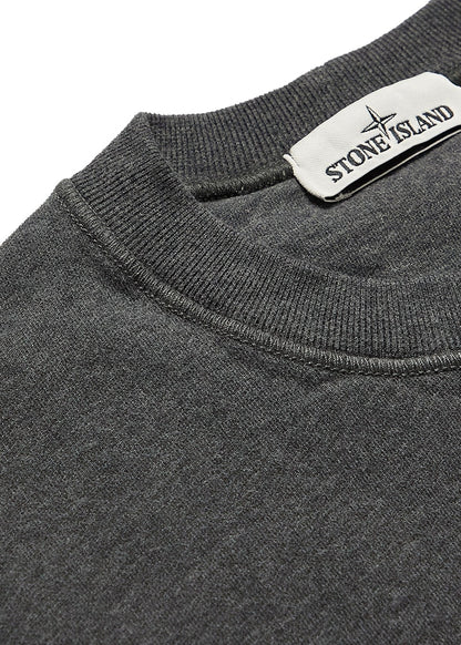 Stone Island 63020 Brushed Cotton Fleece Crewneck Dark Gray