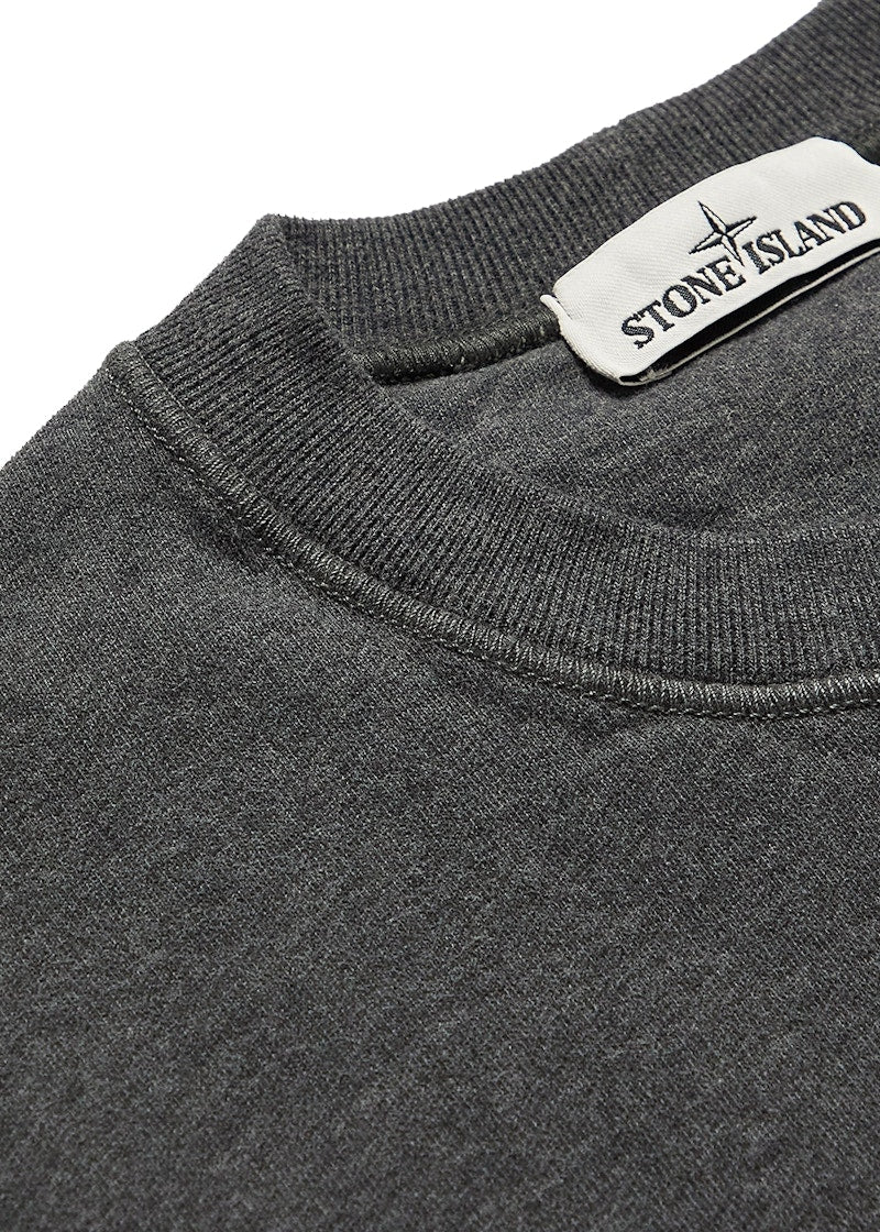 Stone Island 63020 Brushed Cotton Fleece Crewneck Dark Gray