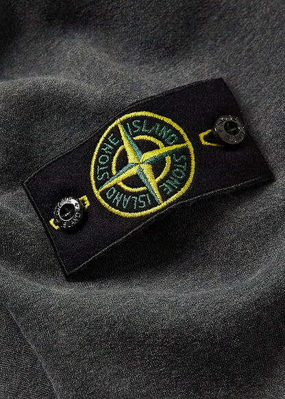 Stone Island 63020 Brushed Cotton Fleece Crewneck Dark Gray