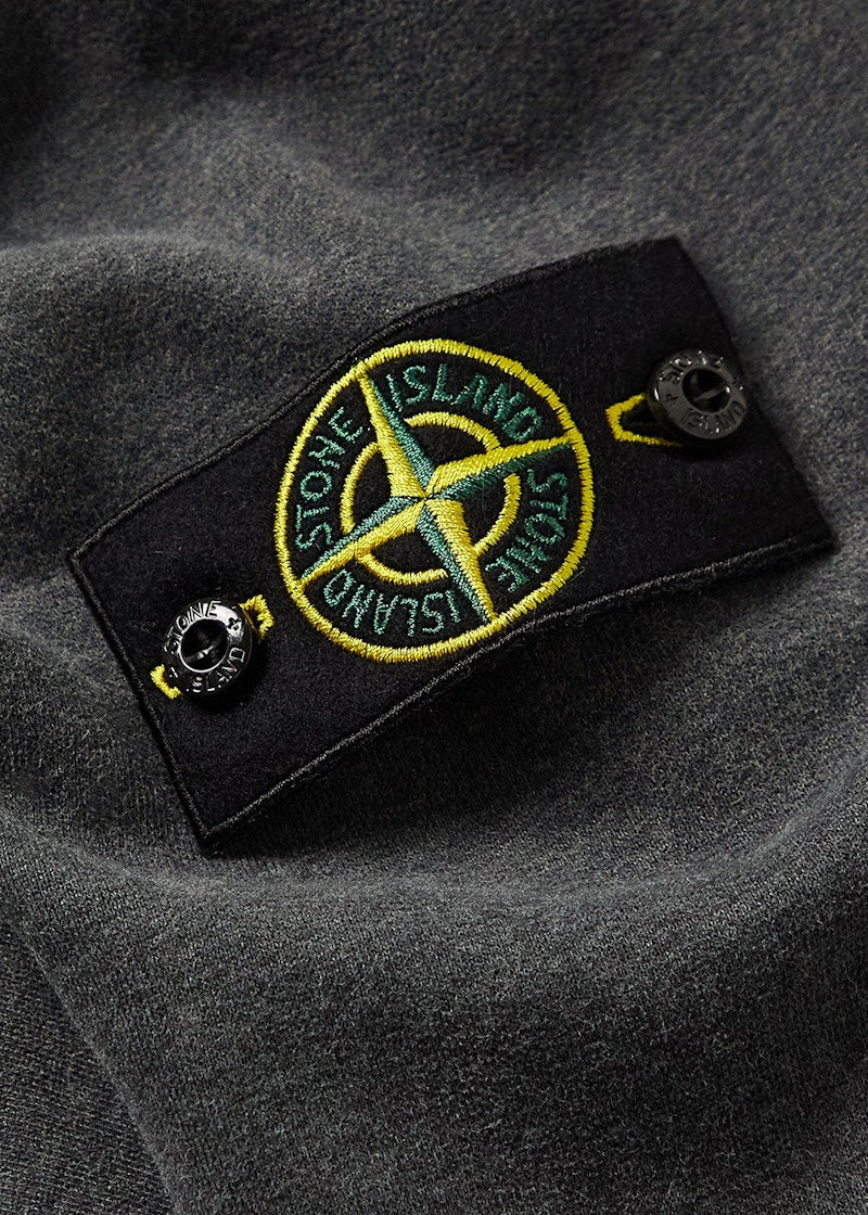 Stone Island 63020 Brushed Cotton Fleece Crewneck Dark Gray
