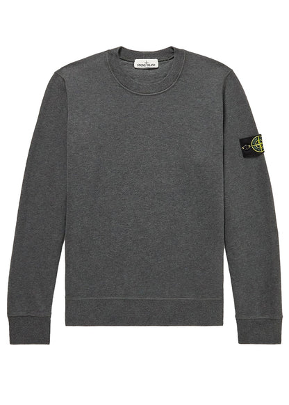 Stone Island 63020 Brushed Cotton Fleece Crewneck Dark Gray
