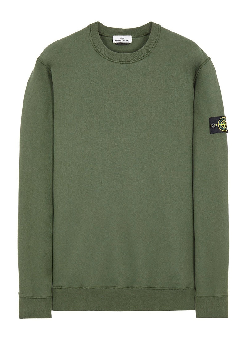 Stone Island 63020 Brushed Cotton Fleece Crewneck Sage