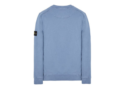 Stone Island 63020 Brushed Cotton Fleece Crewneck Sweater Avio Blue
